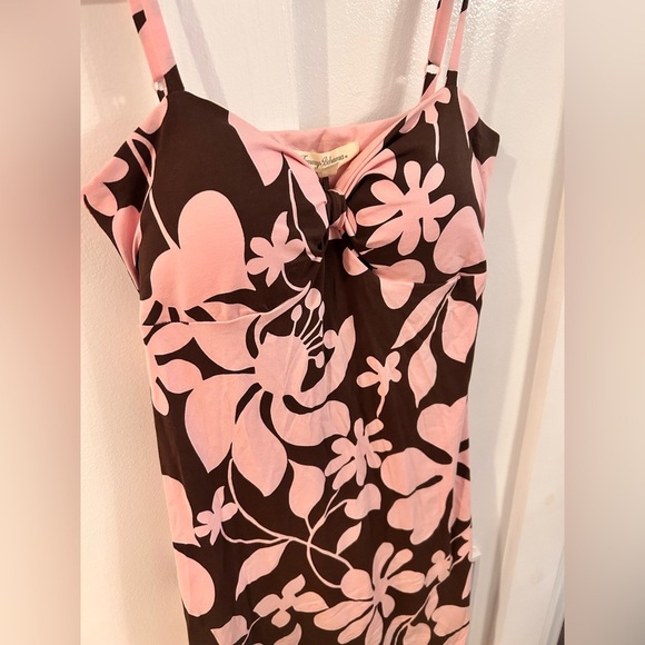 Tommy Bahama vintage Y2K Floral Pink and Brown Hawaiian sundress - Picture 2 of 7